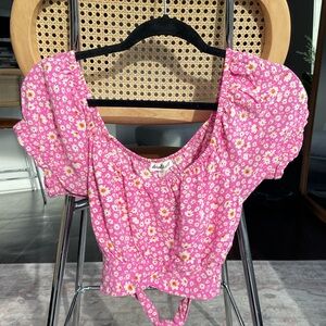 Flowery pink crop top